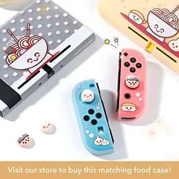 BelugaDesign Boba Dumpling Thumb Grips | Cute Food Pork Bun Face Bubble Tea | Kawaii Japanese Button Joystick Cap Cover | Compatible with Nintendo Switch Standard Lite OLED