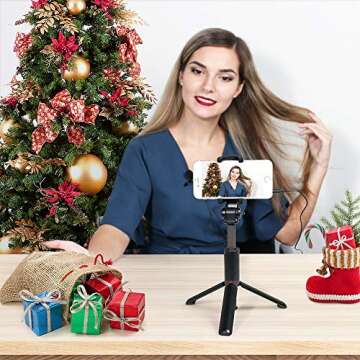 MAONO Selfie Stick Tripod AU-Z06 Integrated Stand with Extra Silicone Phone Stand Bluetooth Remote, Extra Cell Phone Stand, Portable Monopod for Smartphone