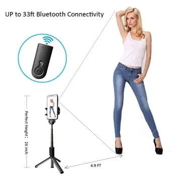 MAONO Selfie Stick Tripod AU-Z06 Integrated Stand with Extra Silicone Phone Stand Bluetooth Remote, Extra Cell Phone Stand, Portable Monopod for Smartphone