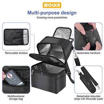 Breastmilk Cooler Bag - Cooler Bag for Nursing Moms Multi-Function, Insulated Baby Bottle Cooler Tote Bag with Double Compartments - Fits 6 Baby Bottles Up to 9 Ounce - All Black