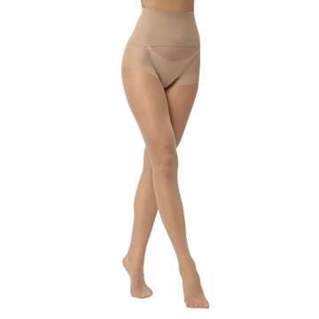 EVERSWE Women's Seamless Control Top Tights 15D, No Seam Pantyhose (Nude, M-L)