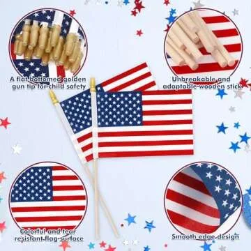 12 Mini American Flags on Stick for 4th of July