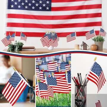 12 Mini American Flags on Stick for 4th of July