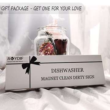 Dishwasher Magnet Clean Dirty Sign, Clean Dirty Sign Accessories for Dishwasher Non-Scratch/Super Strong Soft Magnet with Optional Adhesives/Easy to Read & Slide (Black& White)