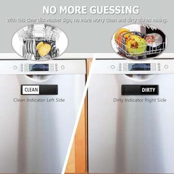 Dishwasher Magnet Clean Dirty Sign, Clean Dirty Sign Accessories for Dishwasher Non-Scratch/Super Strong Soft Magnet with Optional Adhesives/Easy to Read & Slide (Black& White)