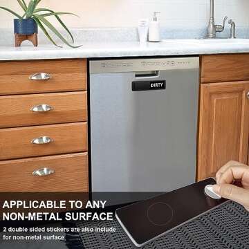 Dishwasher Magnet Clean Dirty Sign, Clean Dirty Sign Accessories for Dishwasher Non-Scratch/Super Strong Soft Magnet with Optional Adhesives/Easy to Read & Slide (Black& White)
