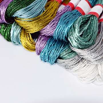 Metallic Embroidery Floss Set - 24 Sparkling Skeins for Crafts