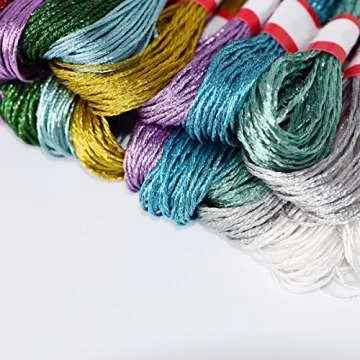 Metallic Embroidery Floss Set - 24 Sparkling Skeins for Crafts
