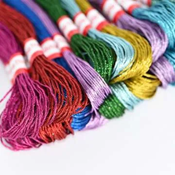 Metallic Embroidery Floss Set - 24 Sparkling Skeins for Crafts