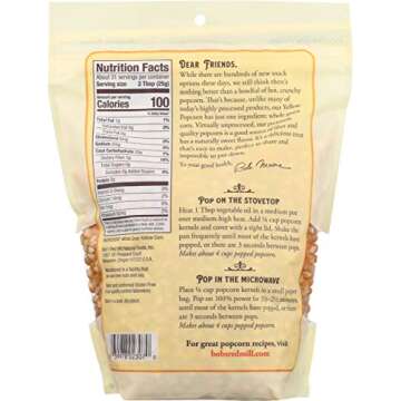 Bob's Red Mill Whole Yellow Popcorn, Gourmet Snack Option