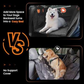 Roilpet Dog Back Seat Extender for Dogs - Hard Bottom Car Seat Cover for Dogs with Adjustable Belt -...