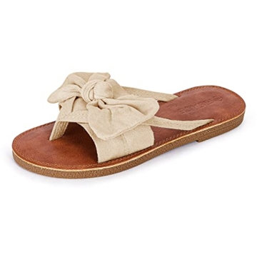 FISACE Womens Slip On Flip Flops Ring Toe Strappy Summer Gladiator Flat Sandals