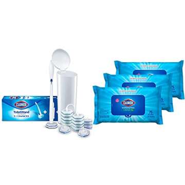 Clorox ToiletWand Disposable Toilet Cleaning System With Storage Caddy and Refill Heads and Clorox D...
