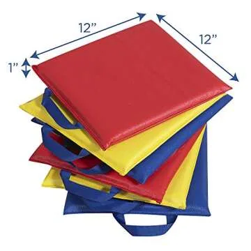 Children's Factory 12" Square Kids Floor Cushions, Flexible Classroom Seating, Sit Upon for Kids, Se...