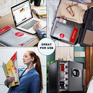 COLCASE Fireproof Document Bag Upgraded 2 Pockets (2000 ℉)15 x 11 Inches Silicone Coated Fireproof and Waterproof Bag Fireproof Safe Bag Storage for Money, Documents, Jewelry and Passport