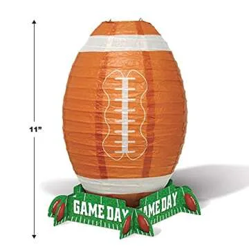 Beistle 2 Piece Football Paper Lanterns Table Centerpiece Decorations – Sports Theme Game Day Party Supplies, 11", Green/White/Brown