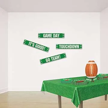 Beistle 2 Piece Football Paper Lanterns Table Centerpiece Decorations – Sports Theme Game Day Party Supplies, 11", Green/White/Brown