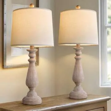 Stylish PORTRES Mid Century Table Lamp Set of 2 - Rustic Design
