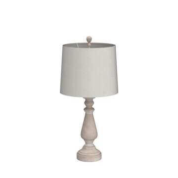 PORTRES 24.5" Mid Century Table Lamp Set of 2 for Living Room Farmhouse Linen Bedside Lamps for Bedroom Kids Room Dorm Office Rustic Lamps for End Table Nigntstand Resin