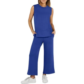 ANRABESS Women's 2 Piece Sets Sleeveless Wide-Leg Outfit - Cozy & Chic!