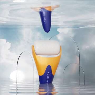 ROSELYNBOUTIQUE Ice Roller for Face Wrinkles Fine Lines Puffiness Stick Massager Facial Skin Care Tools Self Care Gifts for Men Women (Orange Blue)