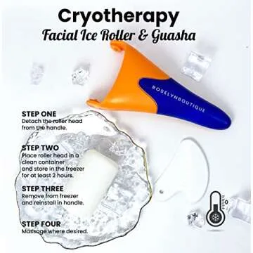 ROSELYNBOUTIQUE Ice Roller for Face Wrinkles Fine Lines Puffiness Stick Massager Facial Skin Care Tools Self Care Gifts for Men Women (Orange Blue)