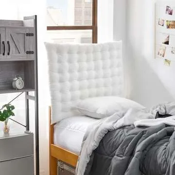 DormCo Rainha Cushion Tufted College Headboard - White Velvet