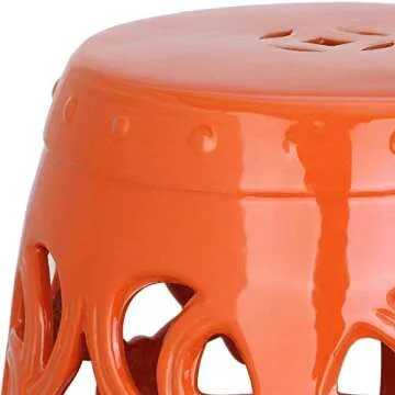 SAFAVIEH ACS4539D Imperial Vine Ceramic Decorative Garden Stool, 0, Orange