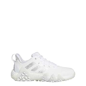 adidas Women's CodeChaos 22 Spikeless Golf Shoes, Footwear White/Silver Metallic/Clear Pink, 7.5