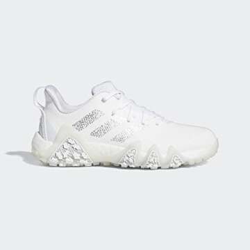 adidas Women's CodeChaos 22 Spikeless Golf Shoes, Footwear White/Silver Metallic/Clear Pink, 7.5