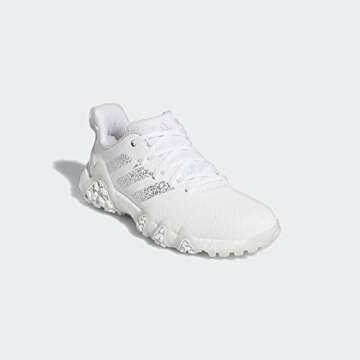 adidas Women's CodeChaos 22 Spikeless Golf Shoes, Footwear White/Silver Metallic/Clear Pink, 7.5