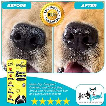 Handy Hound SnoutScreen - All-Natural Moisturizing Dog Nose Balm & Paw Balm for Cracked, Dry Noses - Vet Recommended made in the USA - Dog Sunscreen, Protects Against Harmful UVB/UVC Rays - 2 oz