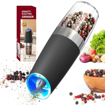 CIRCLE JOY Gravity Electric Pepper Grinder Salt Grinder Pepper Griner Mill Electric with LED Light, ...