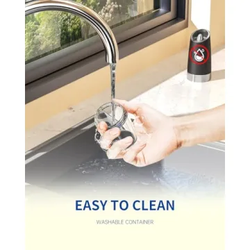 CIRCLE JOY Gravity Electric Pepper Grinder Salt Grinder Pepper Griner Mill Electric with LED Light, Battery Operated, Adjustable Coarseness, Washable 135ml Container, Black