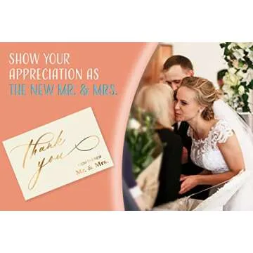 Wedding Thank You Cards - 50 Pack with Gold Foil Design