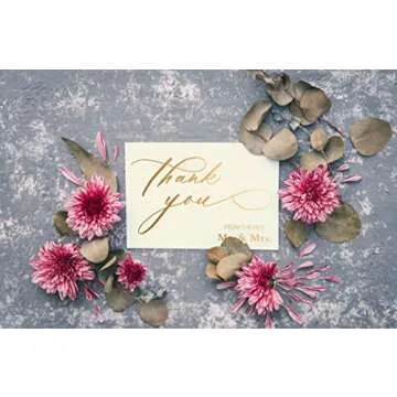 Wedding Thank You Cards - 50 Pack with Gold Foil Design