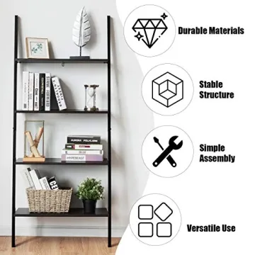 Stylish Tangkula 4-Tier Ladder Shelf for Home & Office