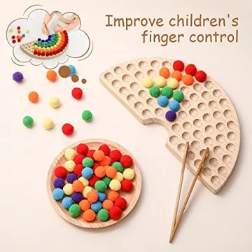 bopoobo Wooden Peg Board Beads Game for Toddlers