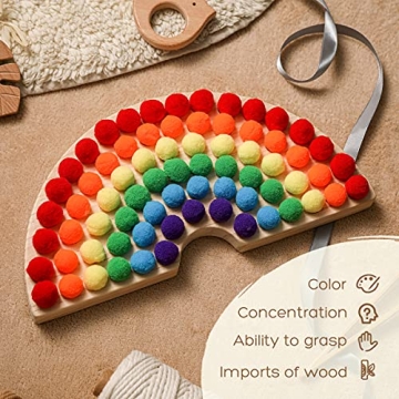 bopoobo Wooden Peg Board Beads Game for Toddlers