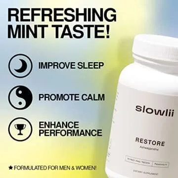 SLOWLII KSM-66 Ashwagandha Peppermint Tablets - Relax Better Naturally