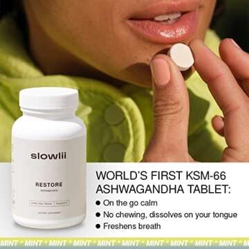 SLOWLII KSM-66 Ashwagandha Peppermint Tablets - Relax Better Naturally