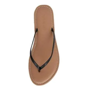 CUSHIONAIRE Cora Flip Flops for Women | Vacation Beach Essentials | Casual Women Footwear Sandals | BLACK 8.5