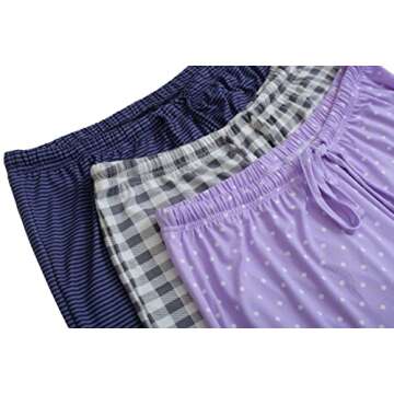 3 Pack: Womens Pajama Pants Yummy Soft Knit Pajamas for Women Pant Bottoms Clothes Sexy Pijamas de mujer Sets PJs Fuzzy Silk Sleepwear Lounge Comfy Night Plaid Matching Adult Flannel,Set 1-XXL