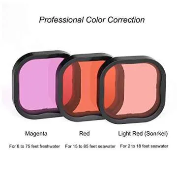 SOONSUN 3-Pack Dive Filter for GoPro Hero 8 9 10 11 12 13 Black Official Waterproof Housing Case - Red, Light Red, Magenta Filters - Color Correction for Underwater Video and Photography