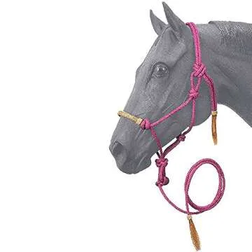 Tough 1 Rawhide Noseband Rope Halter with Lead, Pink, Horse