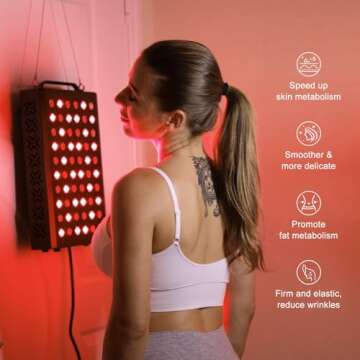 BONTANNY Red Light Therapy for Body and Face, 660nm 850nm Red Near Infrared Light with 60 Dual Chip LEDs, Timer, 3 Modes, High Power Clinical Grade Panel, for Pain Relief, Sleep, Skin Health, 100W
