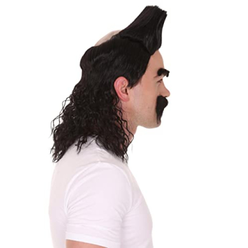 HPO 70s 80s Punk Rock Wig - Black Synthetic Accessory