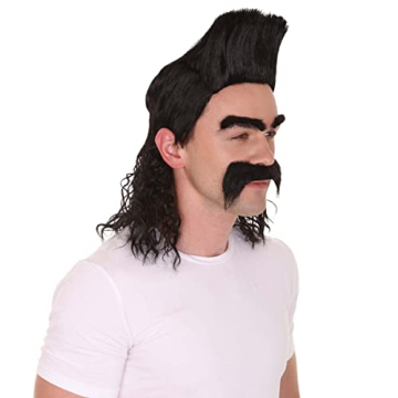 HPO 70s 80s Punk Rock Wig - Black Synthetic Accessory