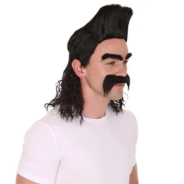 HPO 70s 80s Punk Rock Wig - Black Synthetic Accessory