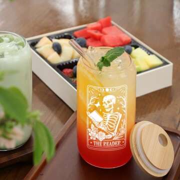 Haukea Book Lovers Gifts Bookish Gifts for Women Gifts for Book Lovers Gifts for Readers Book Lovers Women, Book Club Gifts Librarians Book Themed Gifts Accessories Book Cup, Skull Reader